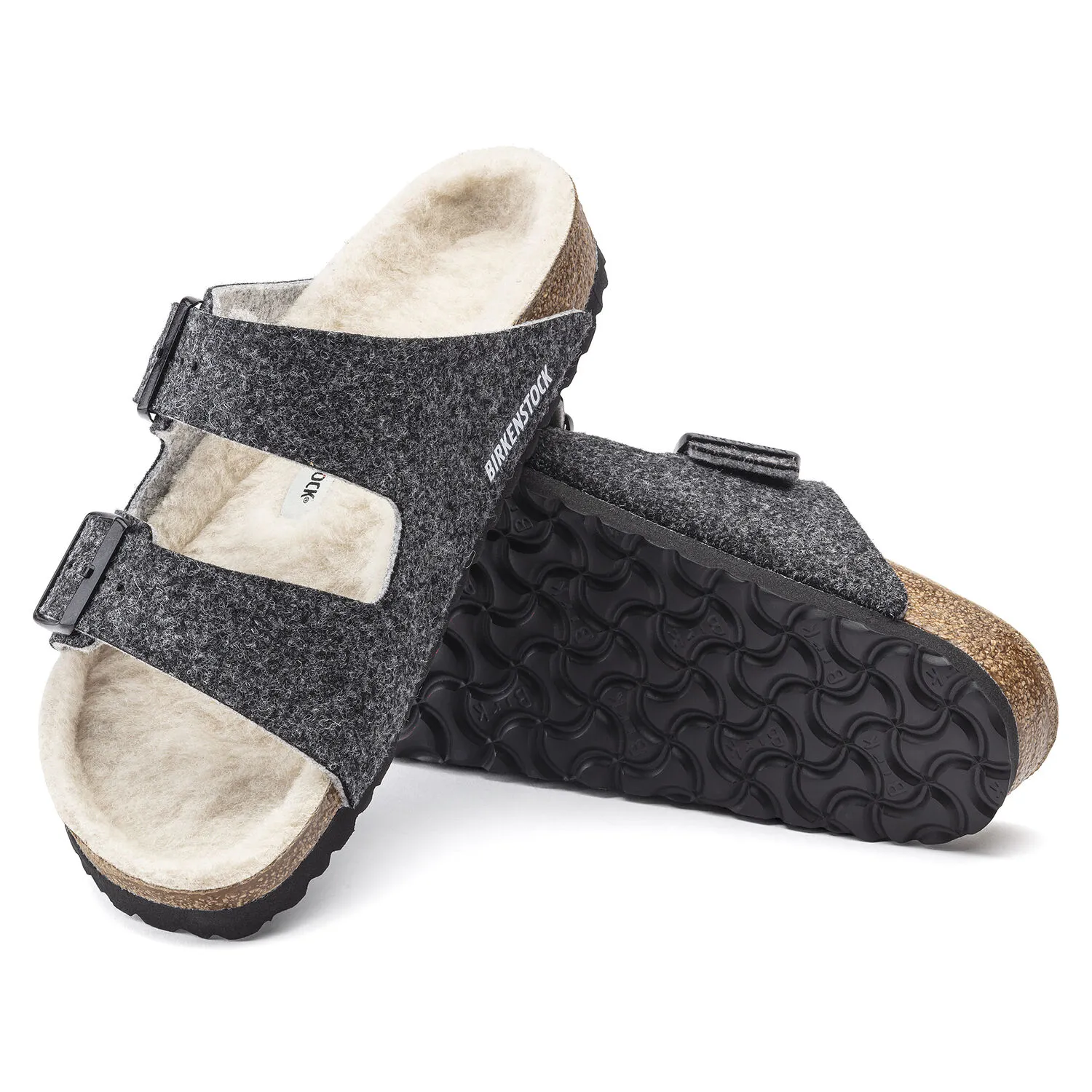 BIRKENSTOCK Arizona Rivte Mens Wool Sandals Sz 13 Birkenstock Arizona Rivet Doubleface Gray Wool main image 2