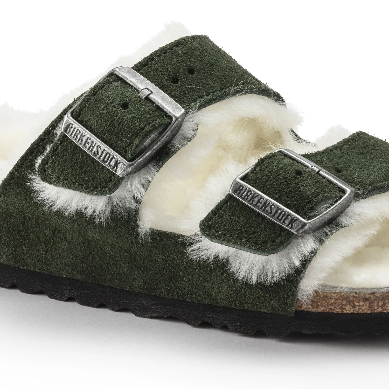 Birkenstock Unisex Arizona Forest Green Suede Shearling Shoe M(9.5-10)W(12-12.5) Birkenstock Unisex Arizona Forest Green Suede Shearling Shoe  main image 2