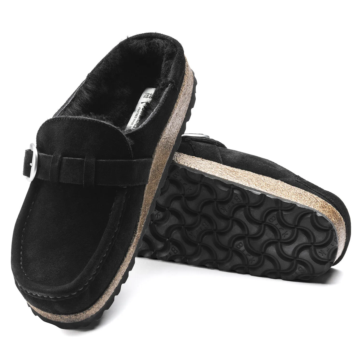 Birkenstock Buckley Shearling Suede Leather (Narrow Width) Black