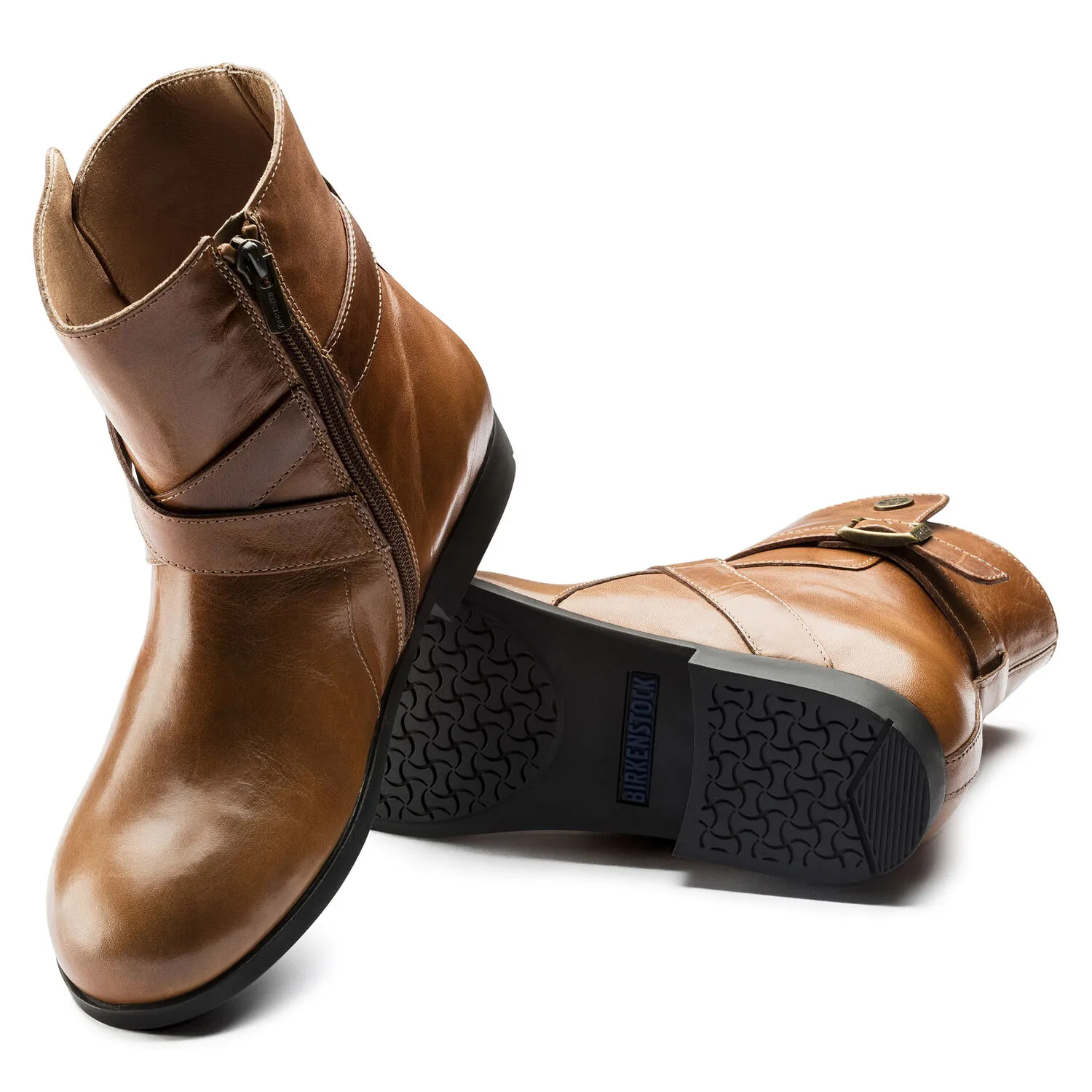 Birkenstock Collins Brown Leather Ankle Boots Side Zip Buckle Lug Sole Mens 41 Birkenstock Ankle Boots for Women for sale | eBay main image 4