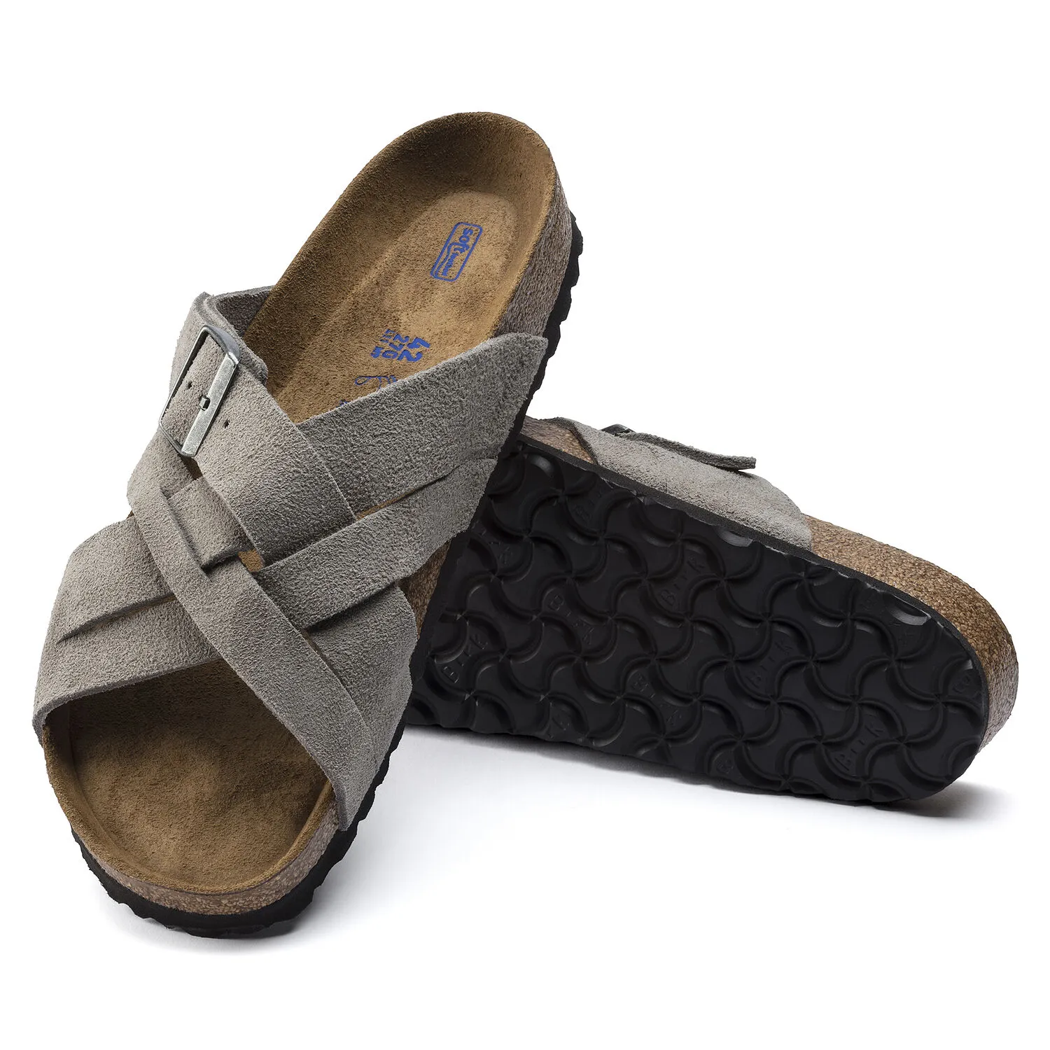 Birkenstock Lugano Suede Stone Coin Grey EU 41 US L 10 M 8 Mens Womens Birkenstock Lugano Soft Footbed Stone Coin Suede main image 3