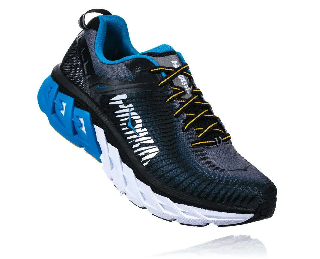 AROHA 2期 Hoka One One Arahi 2 - Mens Black/Charcoal Gray