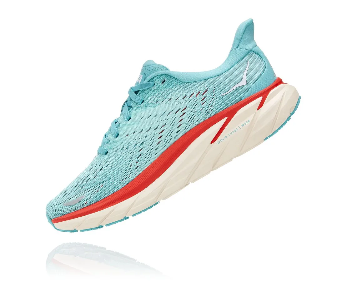ジャンベ Hoka One One Clifton 8 - Womens Aquarelle/Eggshell Blue