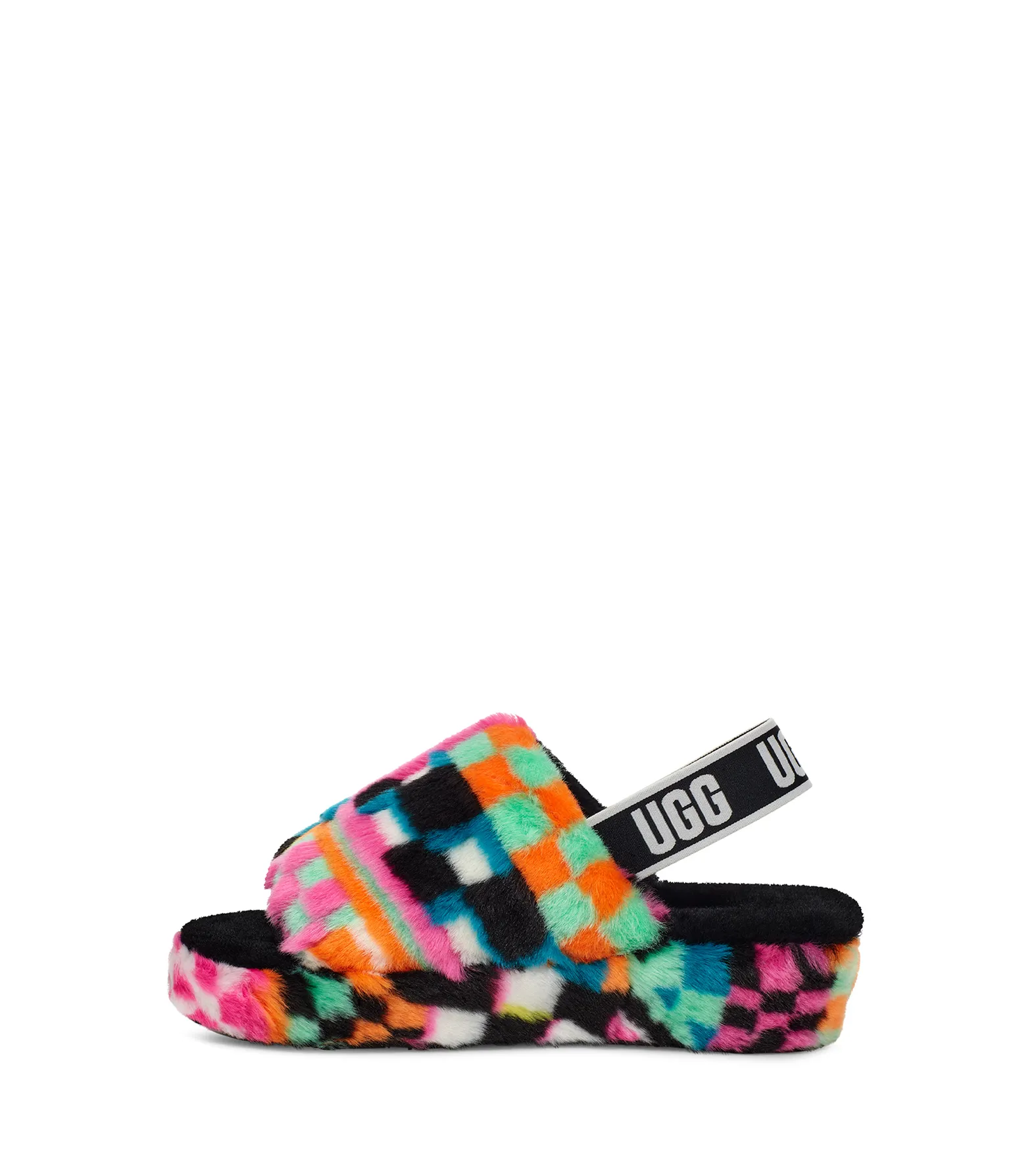 Ugg Fluff Yeah Slide Checks Black Multi