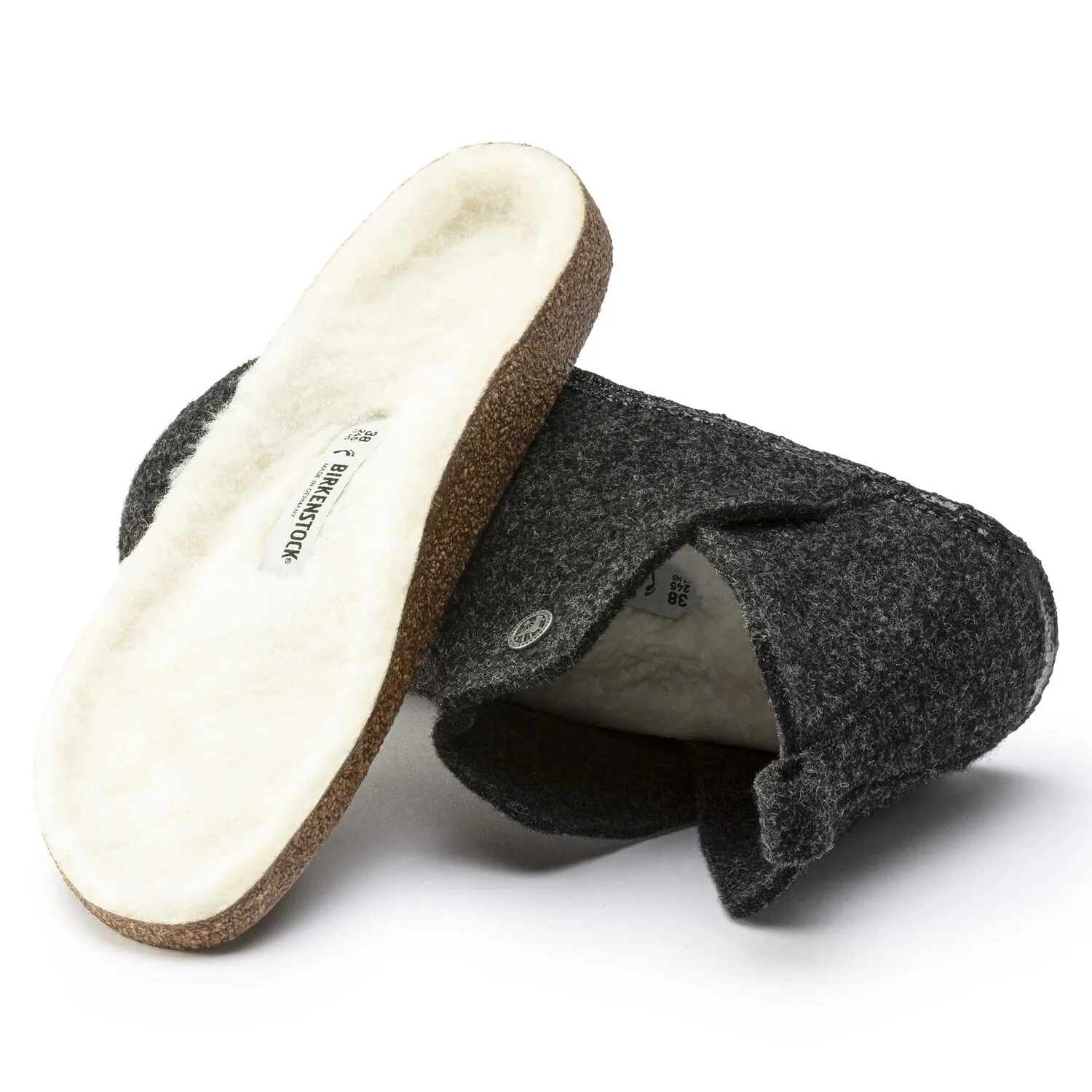 Birkenstock Andermatt Wool Felt Slipper Booties Black Grey Sz 44 Shearling Lined Birkenstock Andermatt shearling wool felt | Mercari main image 4