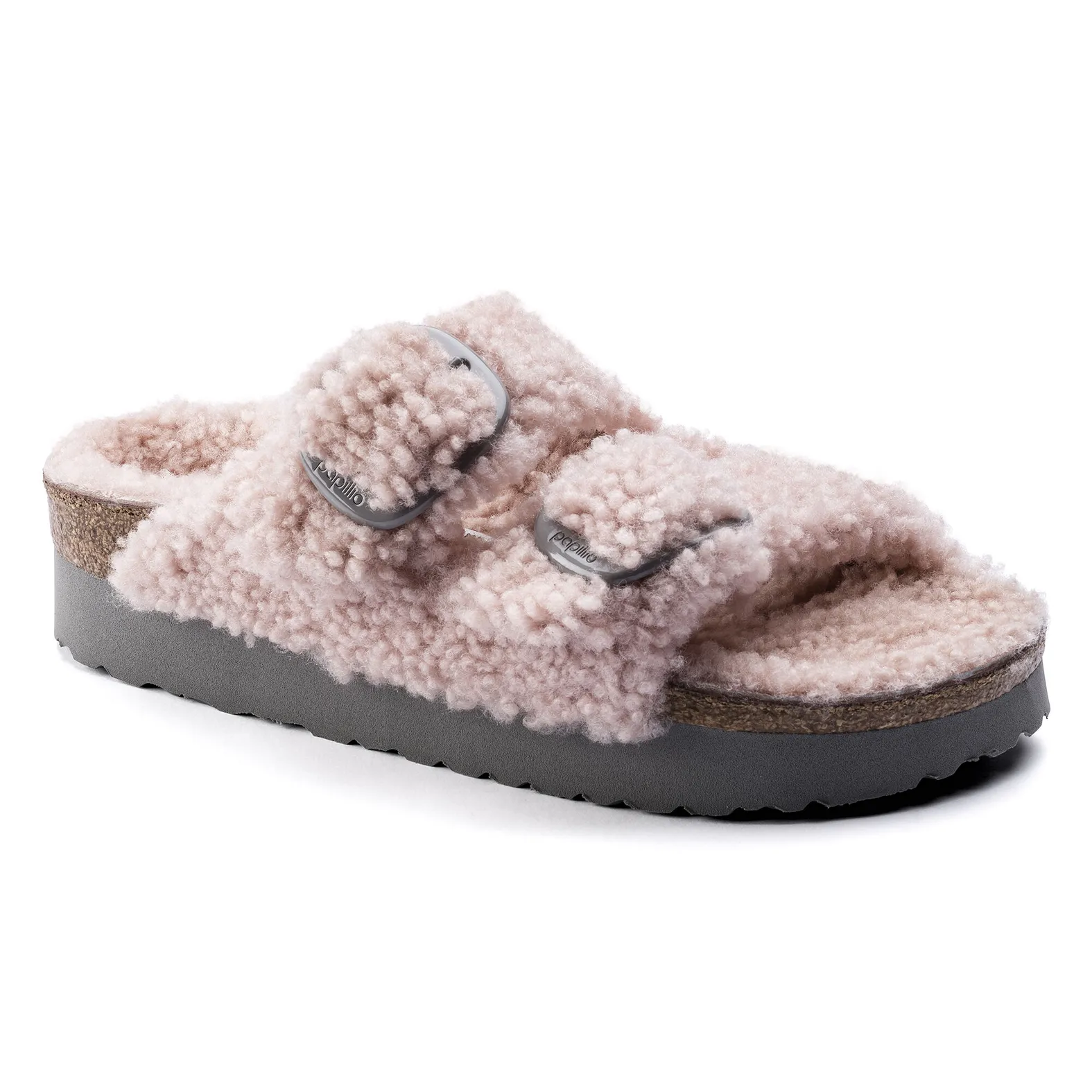 ARIZONA BIG BUCKLE TEDDYサンダル Arizona Big Buckle Shearling Shearling Teddy Eggshell