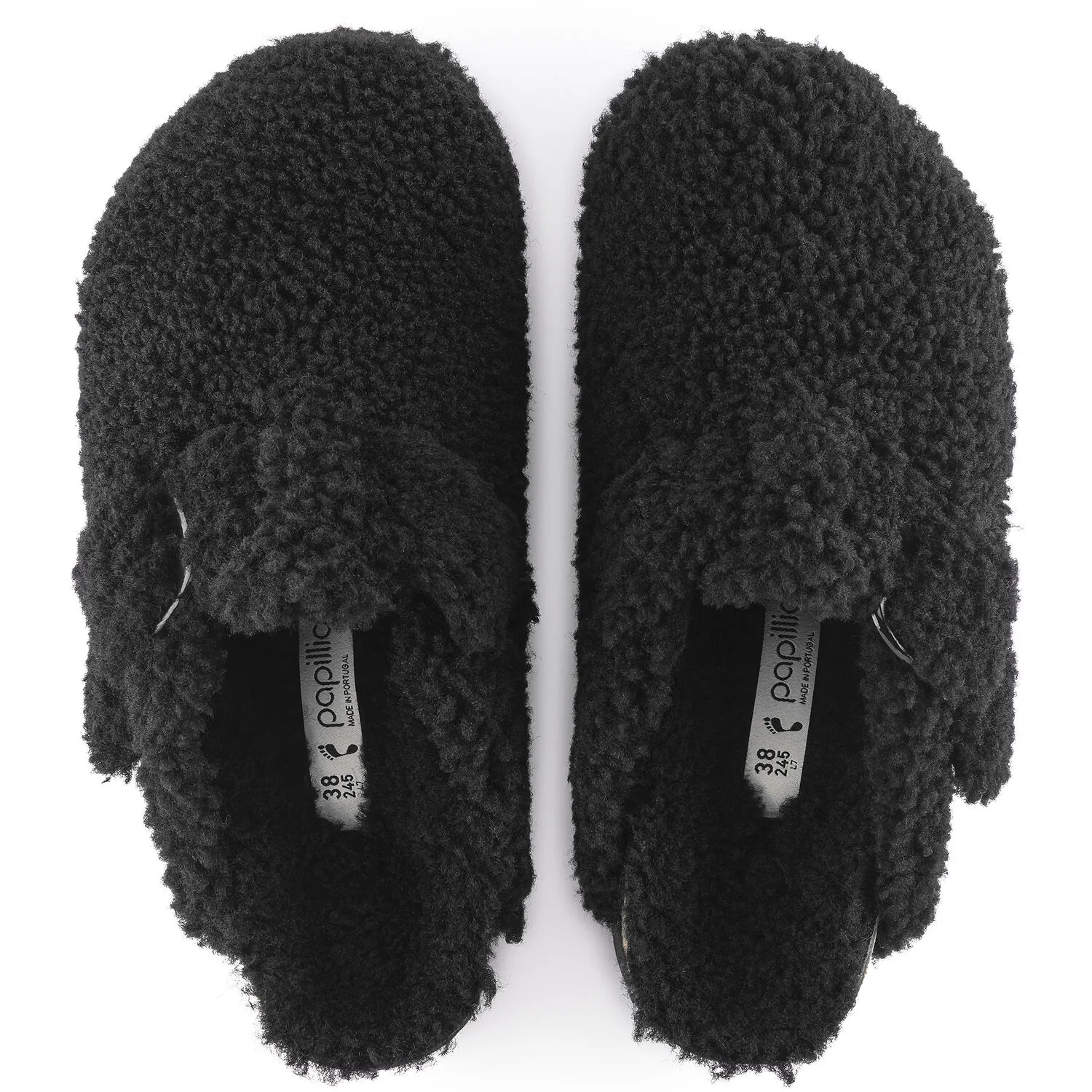Birkenstock Boston Big Buckle Platform Teddy Black