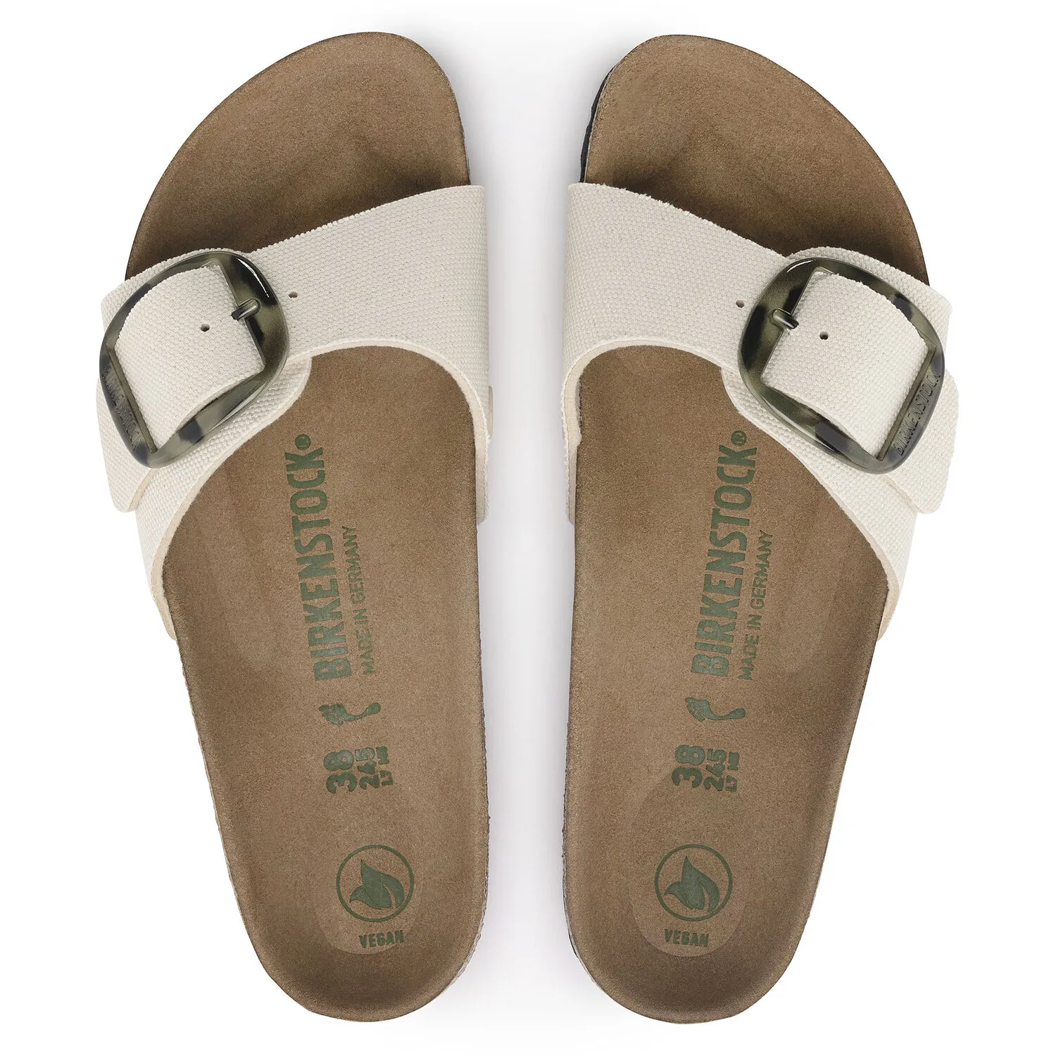 Birkenstock Madrid Vegan Big Buckle Textile (Narrow Width) Eggshell