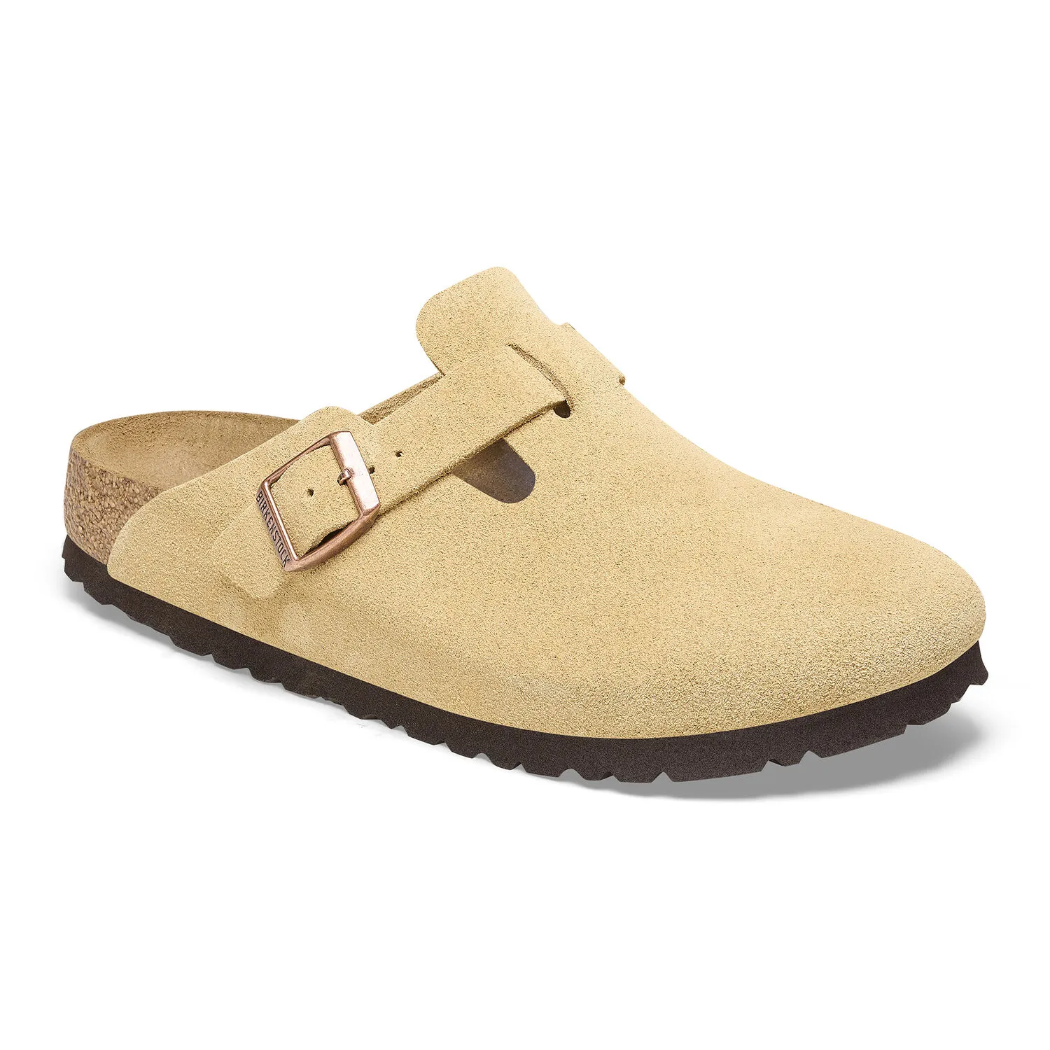 Birkenstock Boston Suede Leather (Narrow Width) Latte Cream