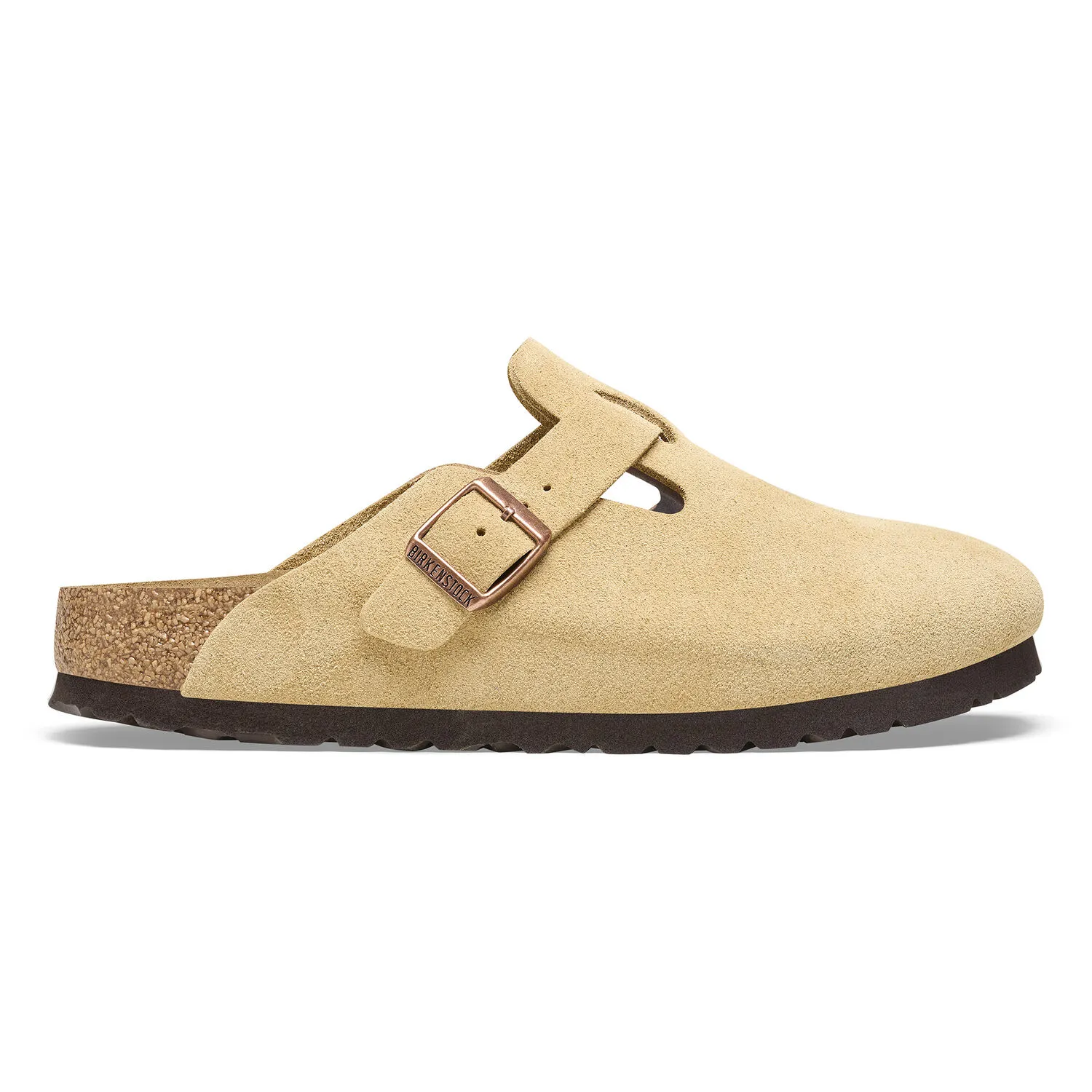 Birkenstock Boston Suede Leather (Narrow Width) Latte Cream