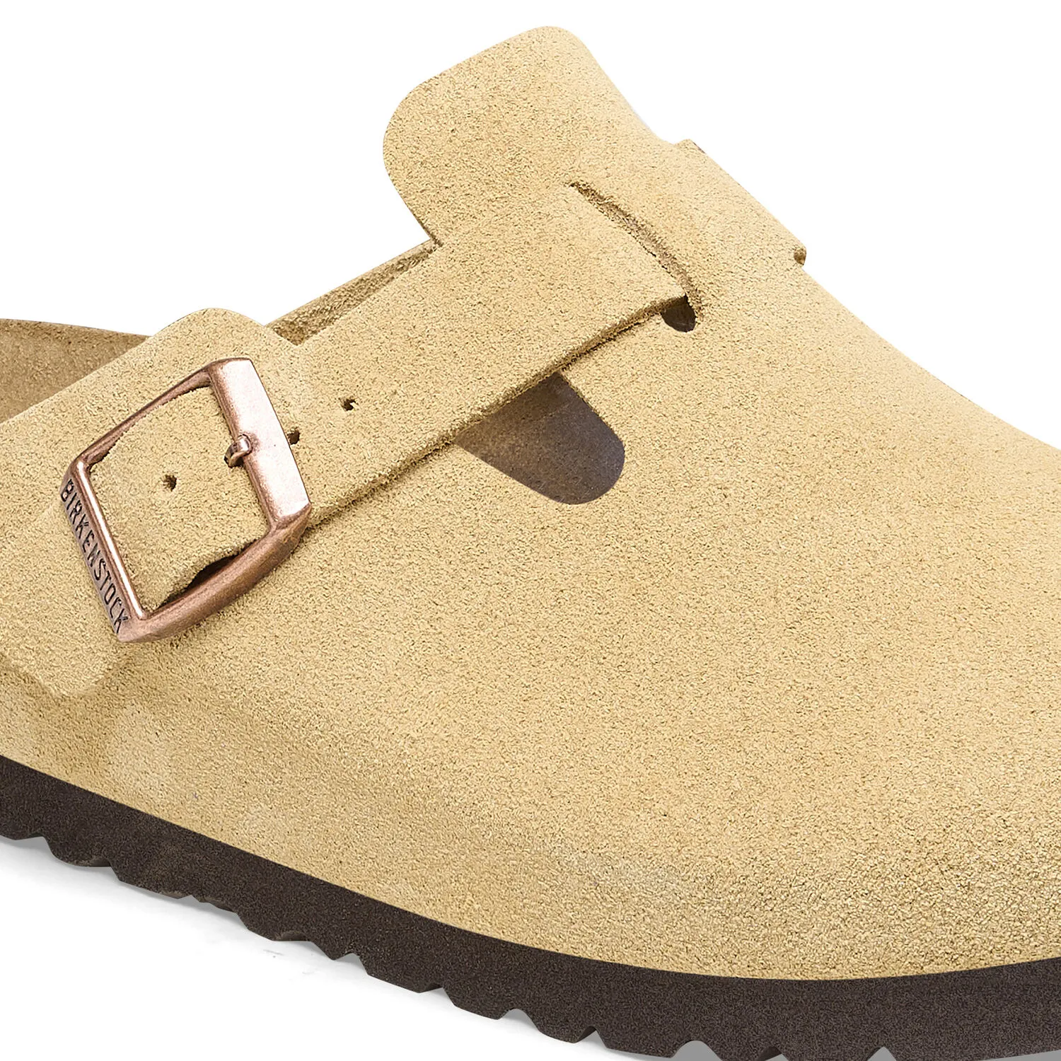 Birkenstock Boston Suede Leather (Narrow Width) Latte Cream