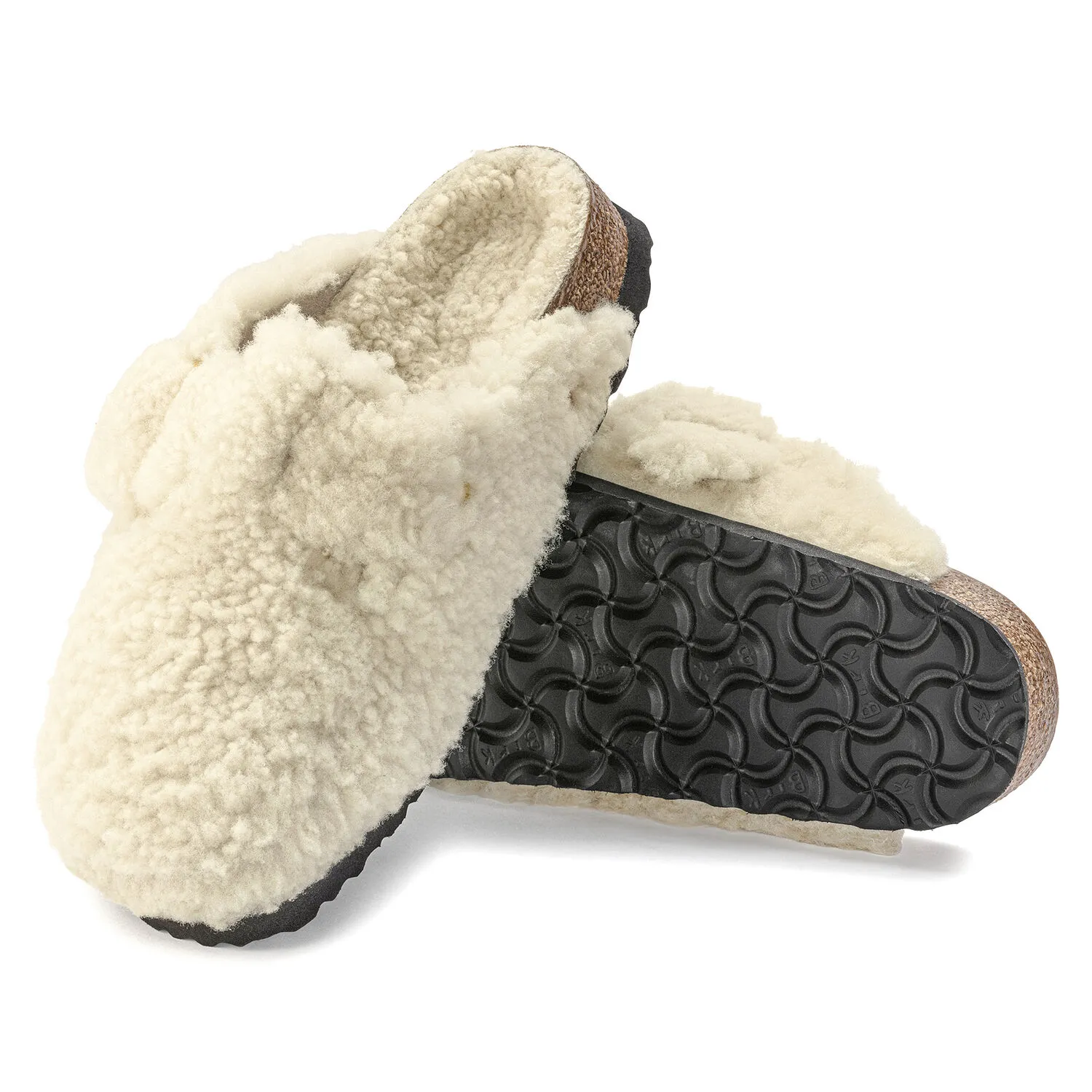 Birkenstock Boston Big Buckle Shearling Teddy Eggshell