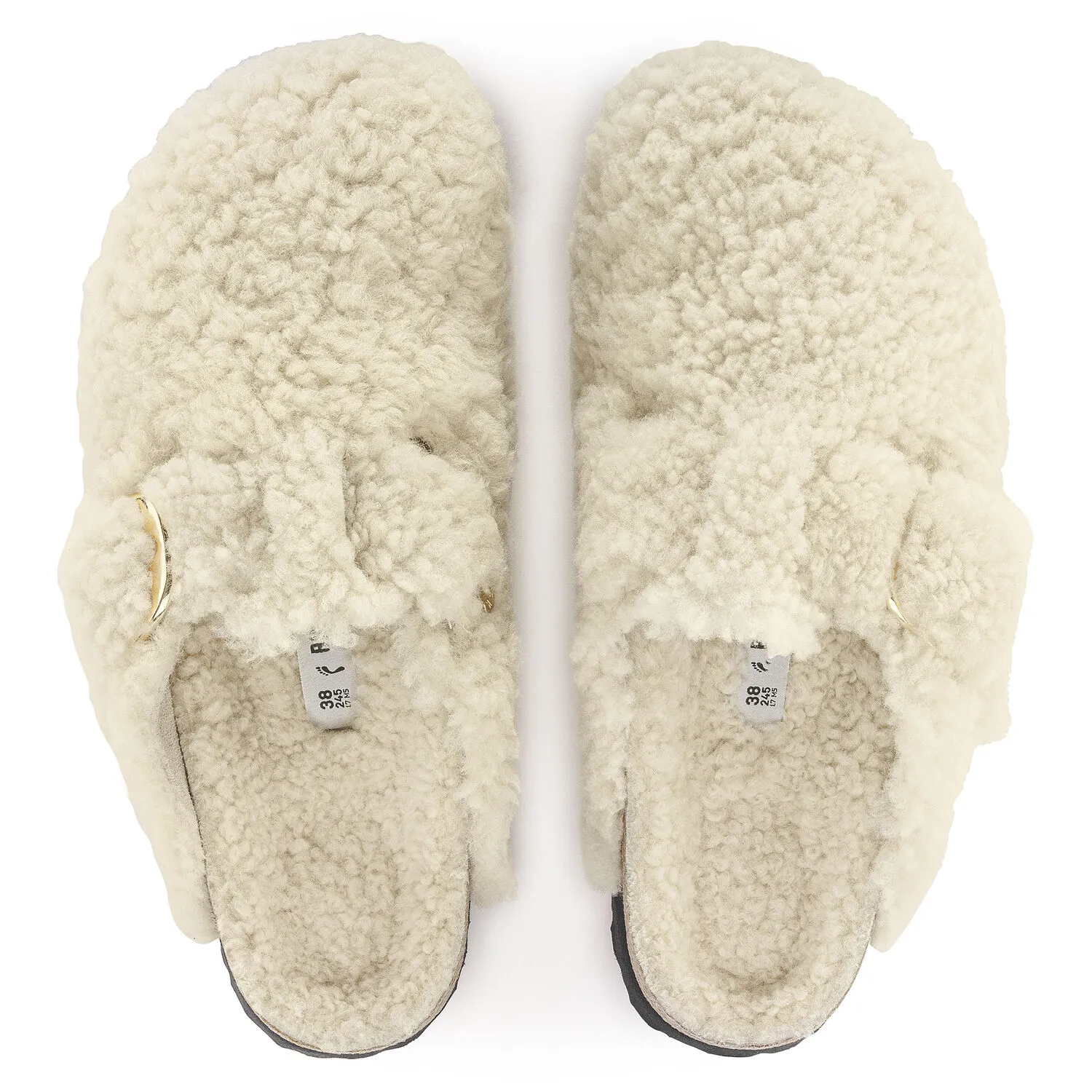 Birkenstock Boston Big Buckle Shearling Teddy Eggshell