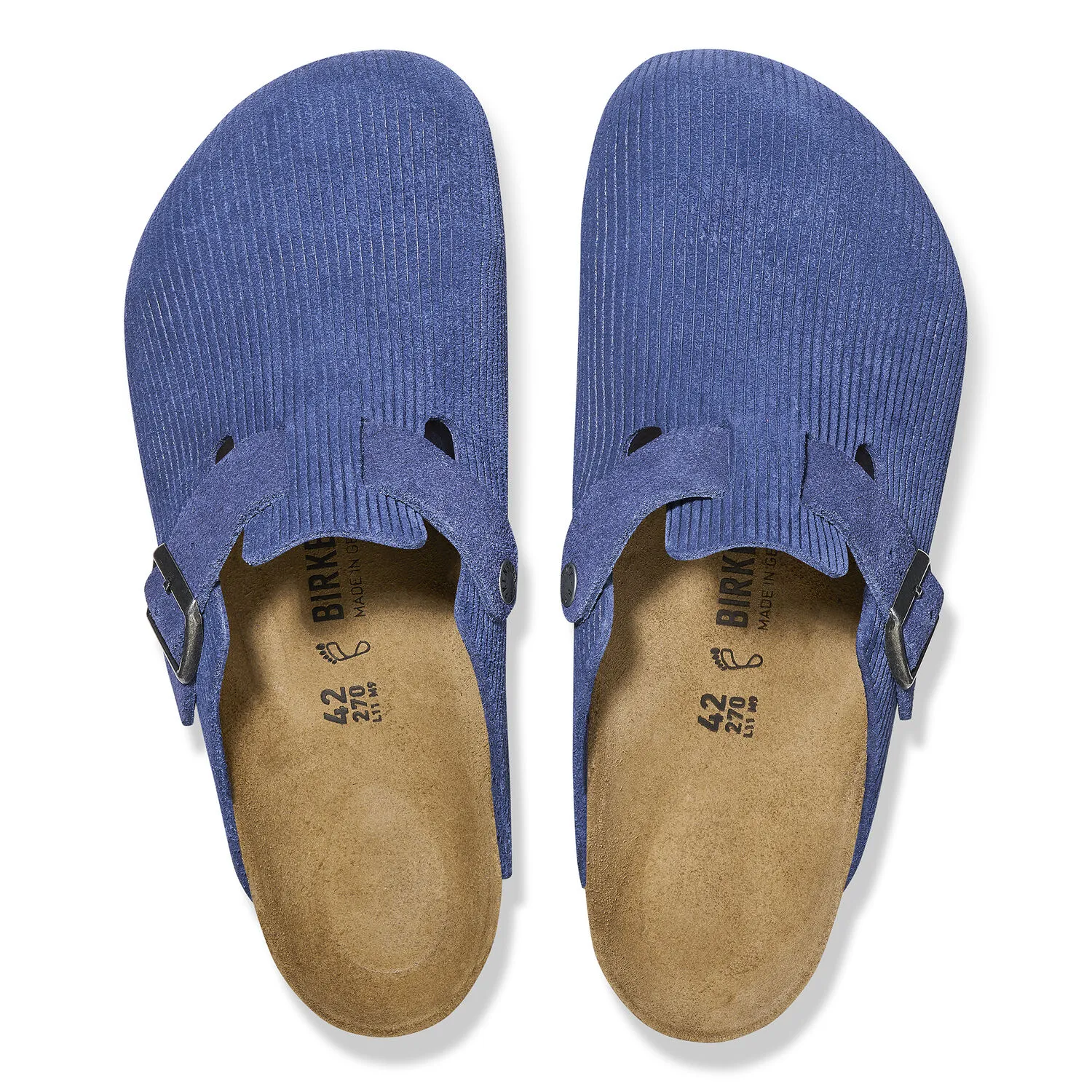 Birkenstock Boston Corduroy Indigo Blue Suede