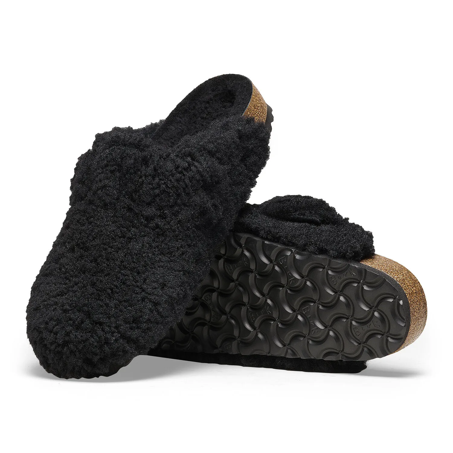 Birkenstock Boston Big Buckle Shearling Teddy Black