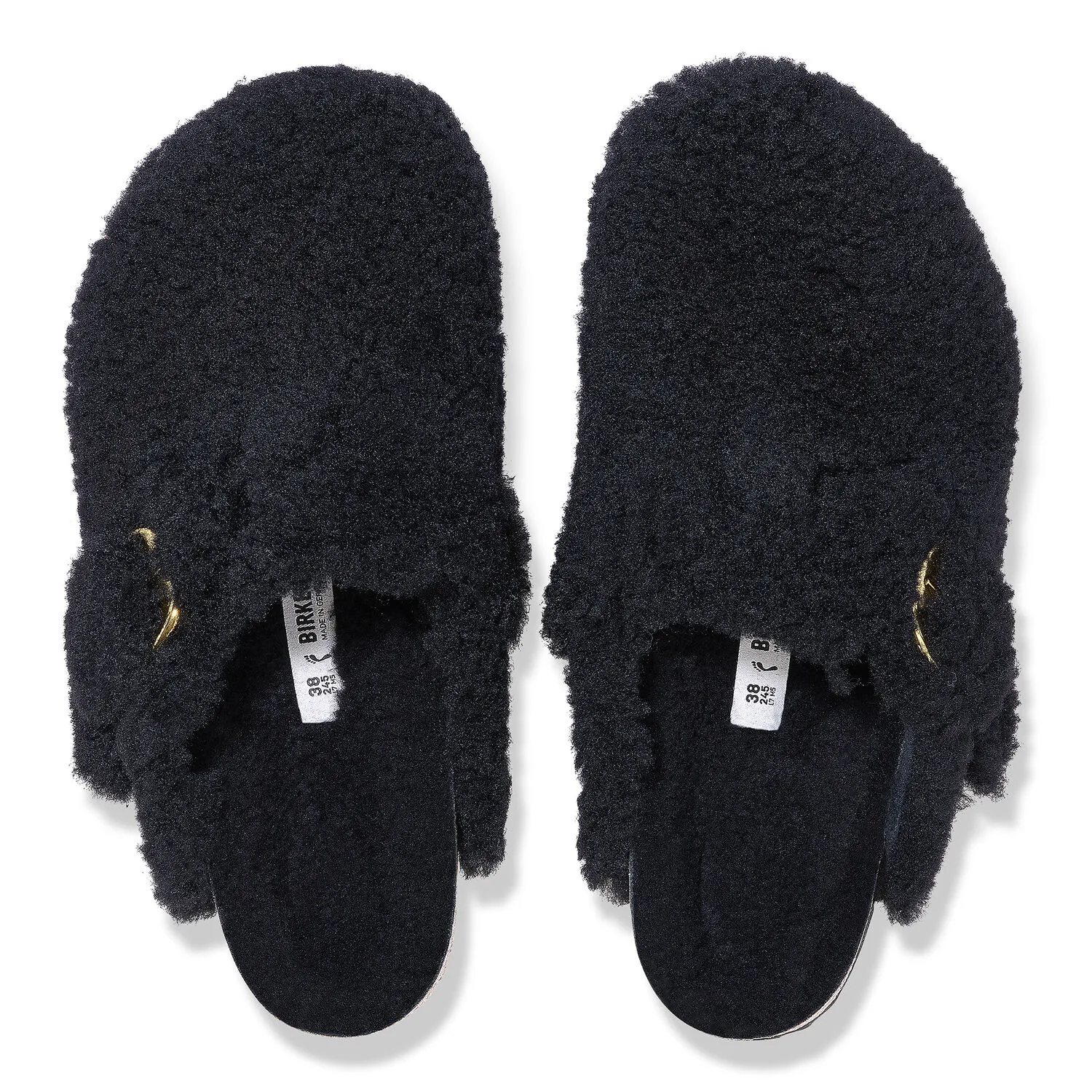 Birkenstock Boston Big Buckle Shearling Teddy Black
