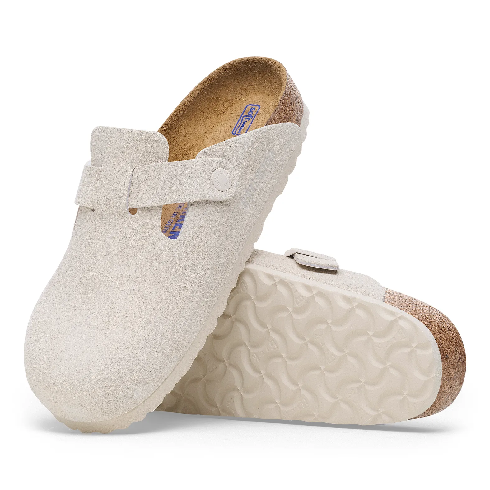 ★関税込★Birkenstock★Boston Soft Footbed Antique White★ Birkenstock Boston Soft Footbed Antique White Suede