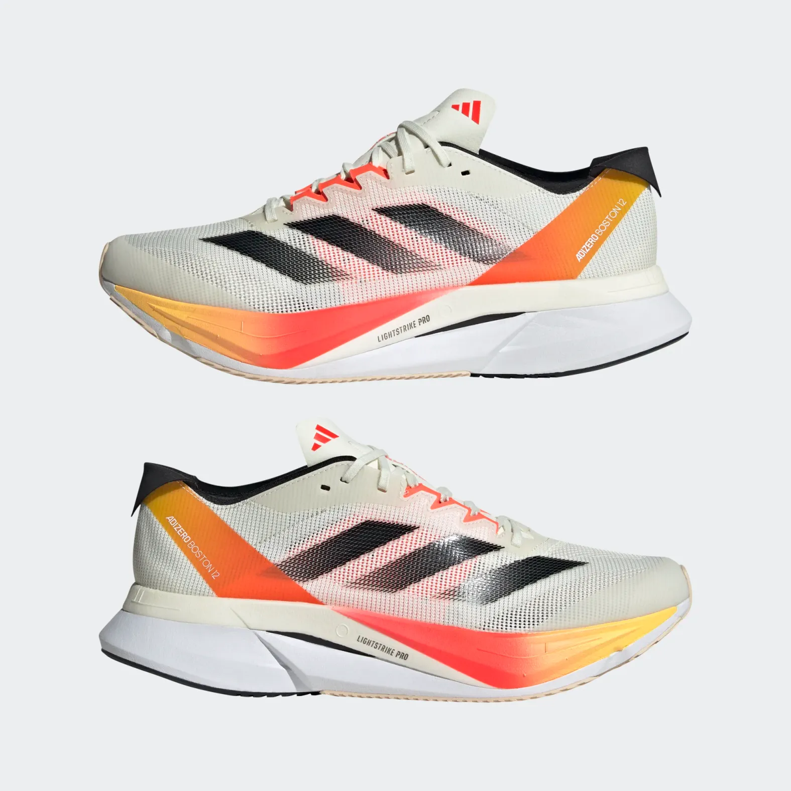 ADIDAS Women's Adizero Boston 12 Ivory/Iron Metallic/Solar Red