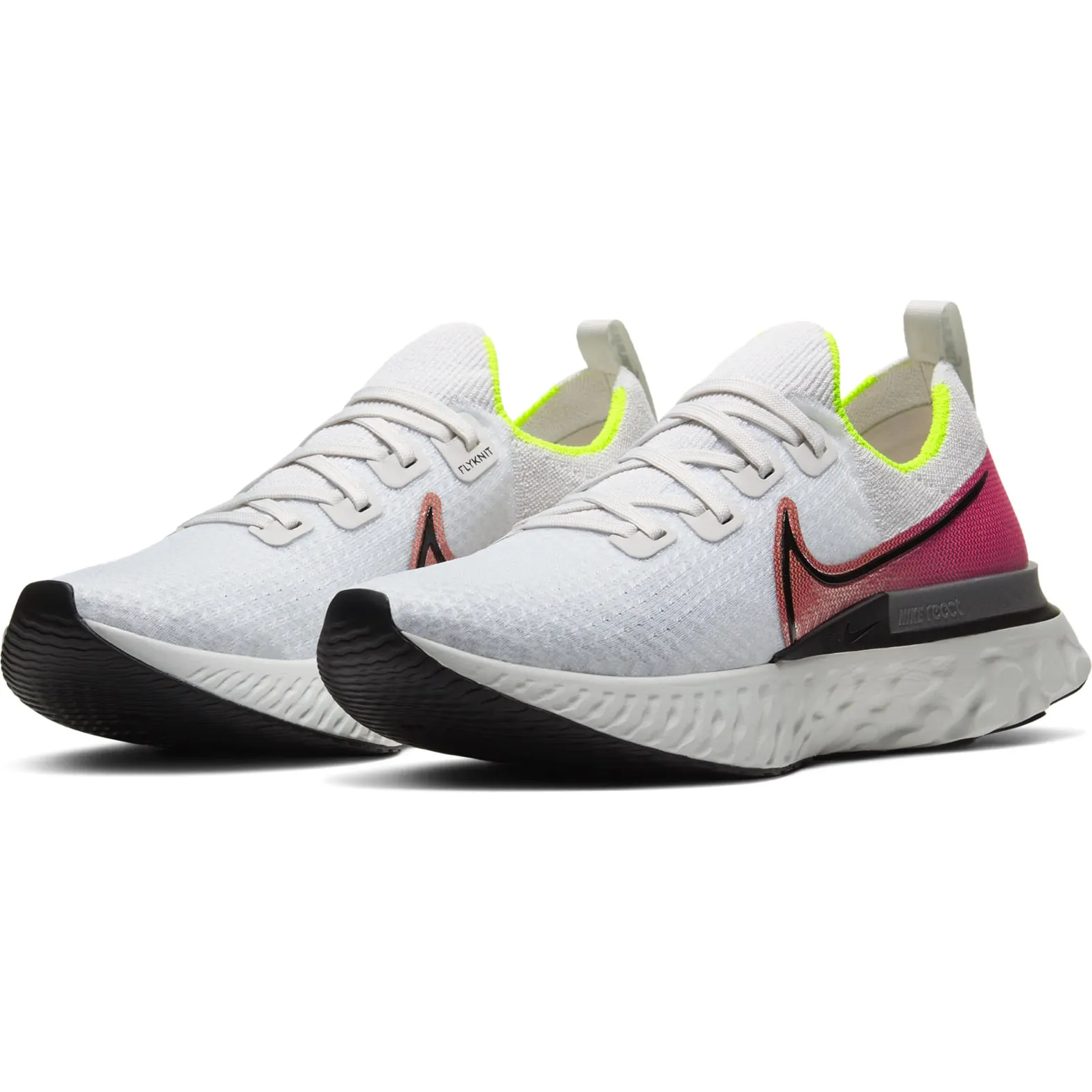 Nike Men's React Infinity Run Flyknit PLATINUM TINT/BLACK/PINK BLAST