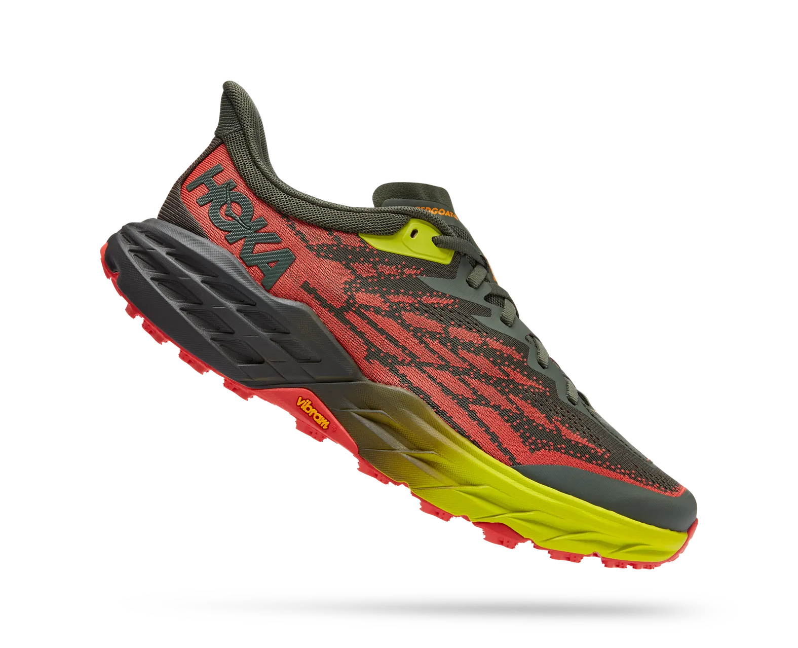 Mens HOKA Speedgoat 5 - Thyme / Fiesta - Goodmiles Running  display picture 1