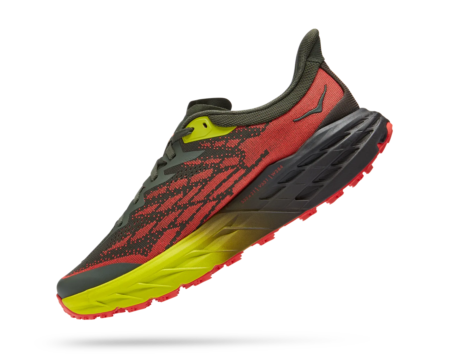 HOKA Men\'s Speedgoat 5 GTX Running Shoes Fiesta Thyme Sz 12 46 2/3 Red Sneakers Hoka One One HOKA Speedgoat 5 GORE-TEX Fiesta Thyme for sale  main image 2