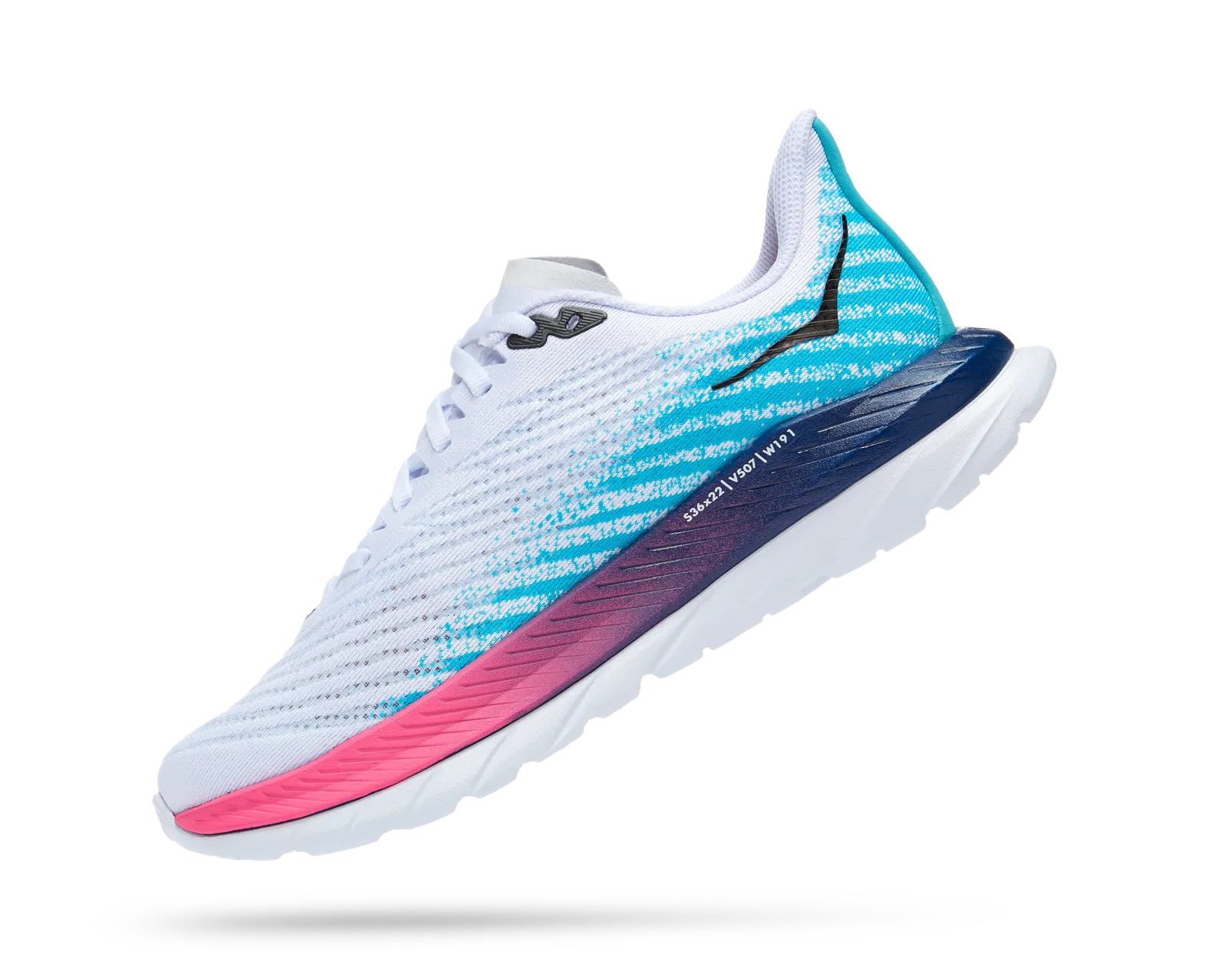 HOKA Women's Mach 5 WHITE / SCUBA BLUE