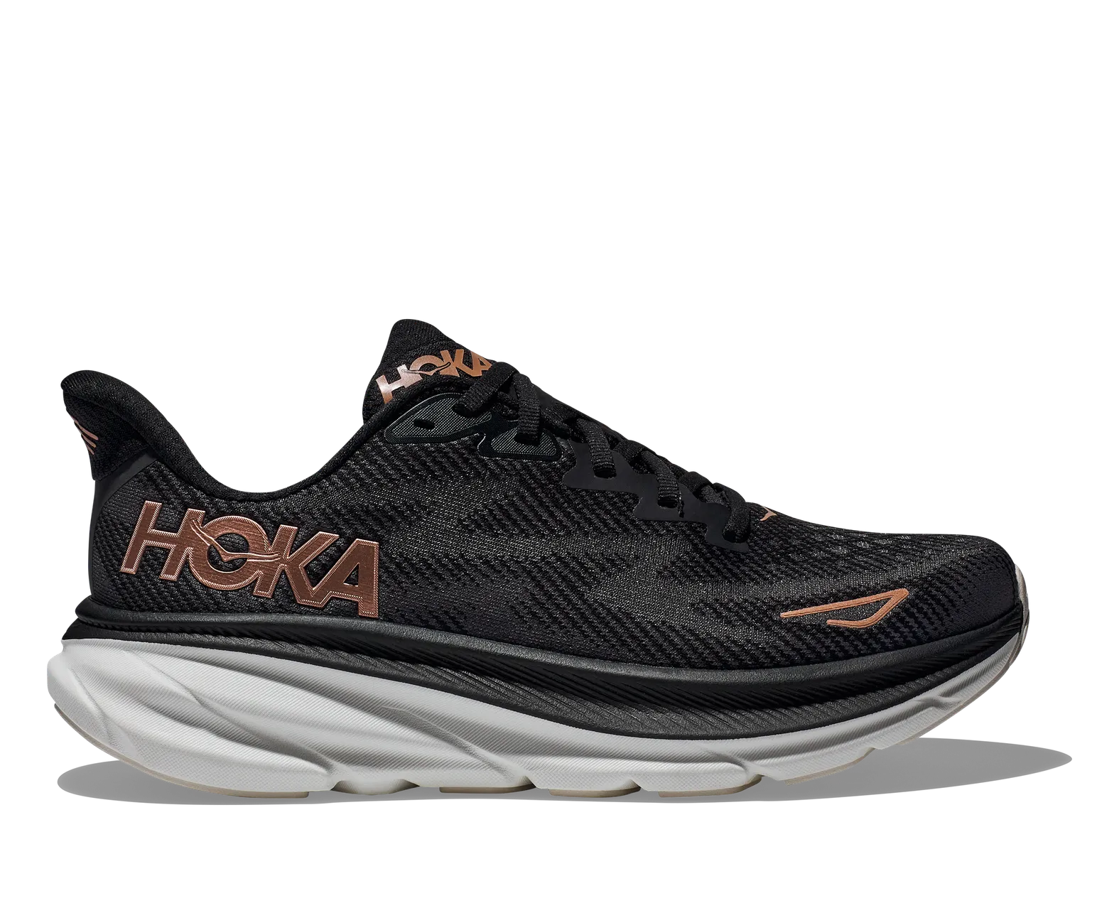 Hoka WOMEN'S CLIFTON 9 BLACK / ROSE GOLD