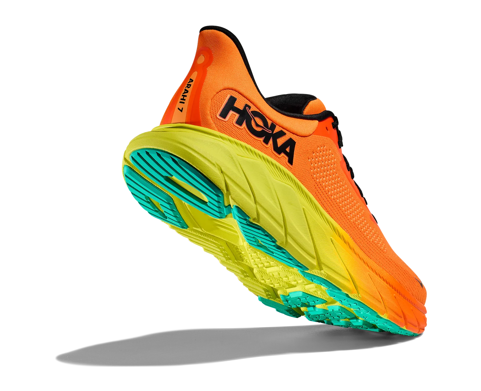 Hoka One One Trainers Mens 9D Arahi 7 Electric Tangerine Black Running Shoes HOKA ONE ONE Men main image 3