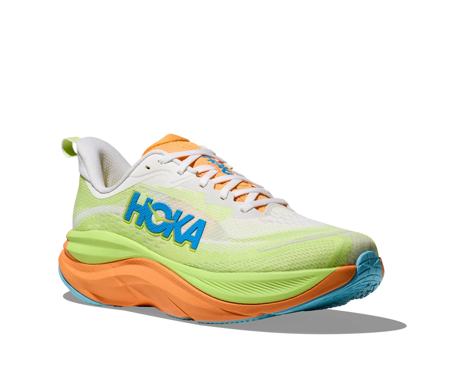 HOKA SKY FLOW ランニングシューズ ホワイト/オレンジ/グリーン HOKA Women's Skyflow Frost/Solar Flare