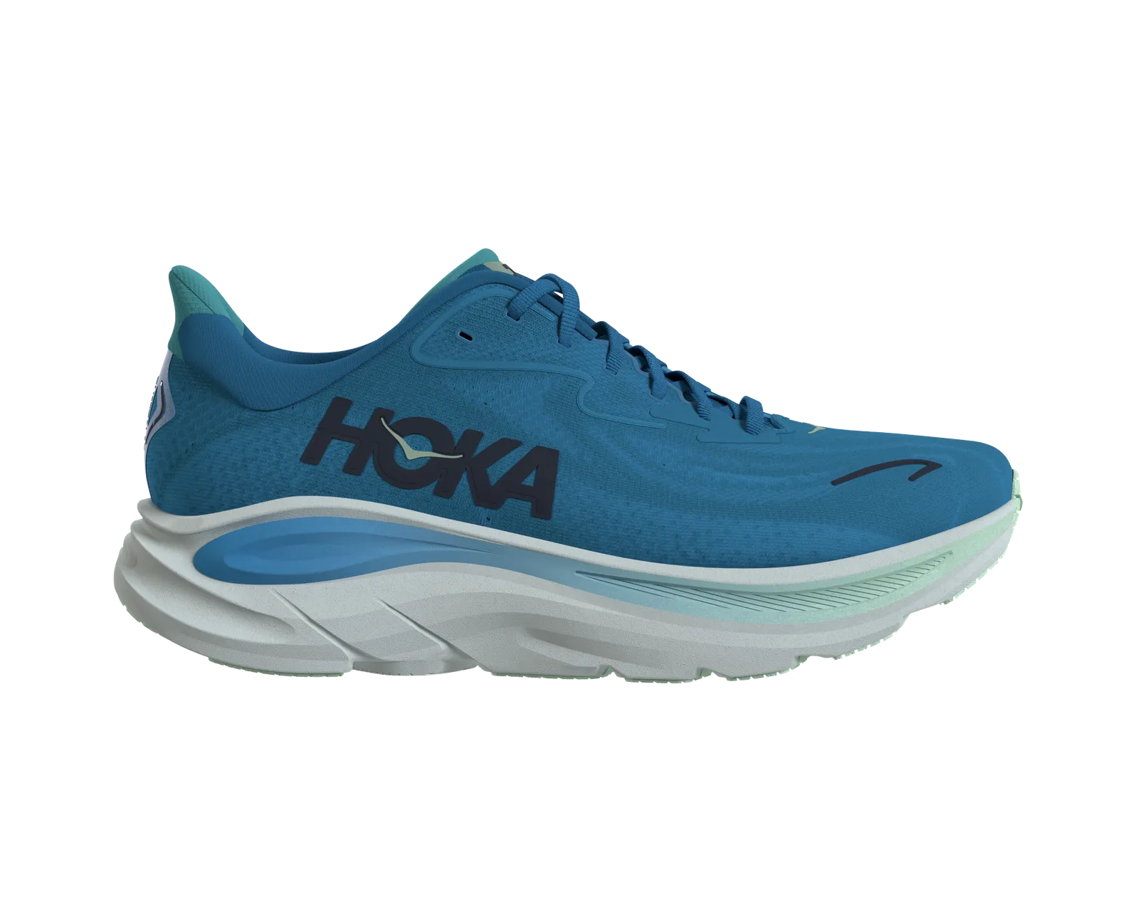 Hoka Clifton Blue Synthetic Green Lace Up Running Gym Shoes Men’s Sz 10M US/44EU HOKA Men main image 3