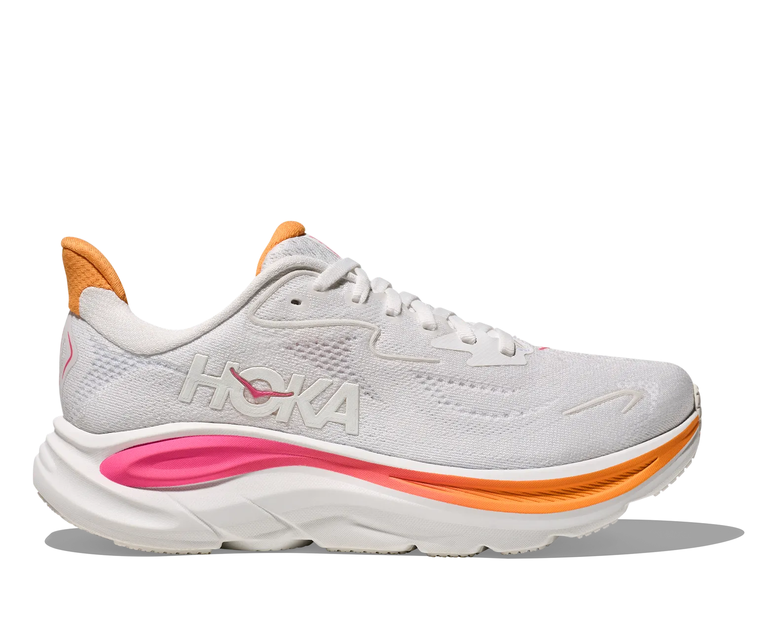 HOKA ONE ONE W's CLIFTON 10 WHITE / ELECTRIC ROSE