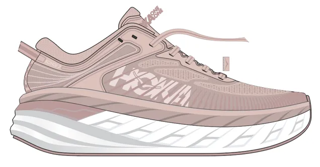 Hoka Women's BONDI 7 Wide PEACH WHIP / WHITE