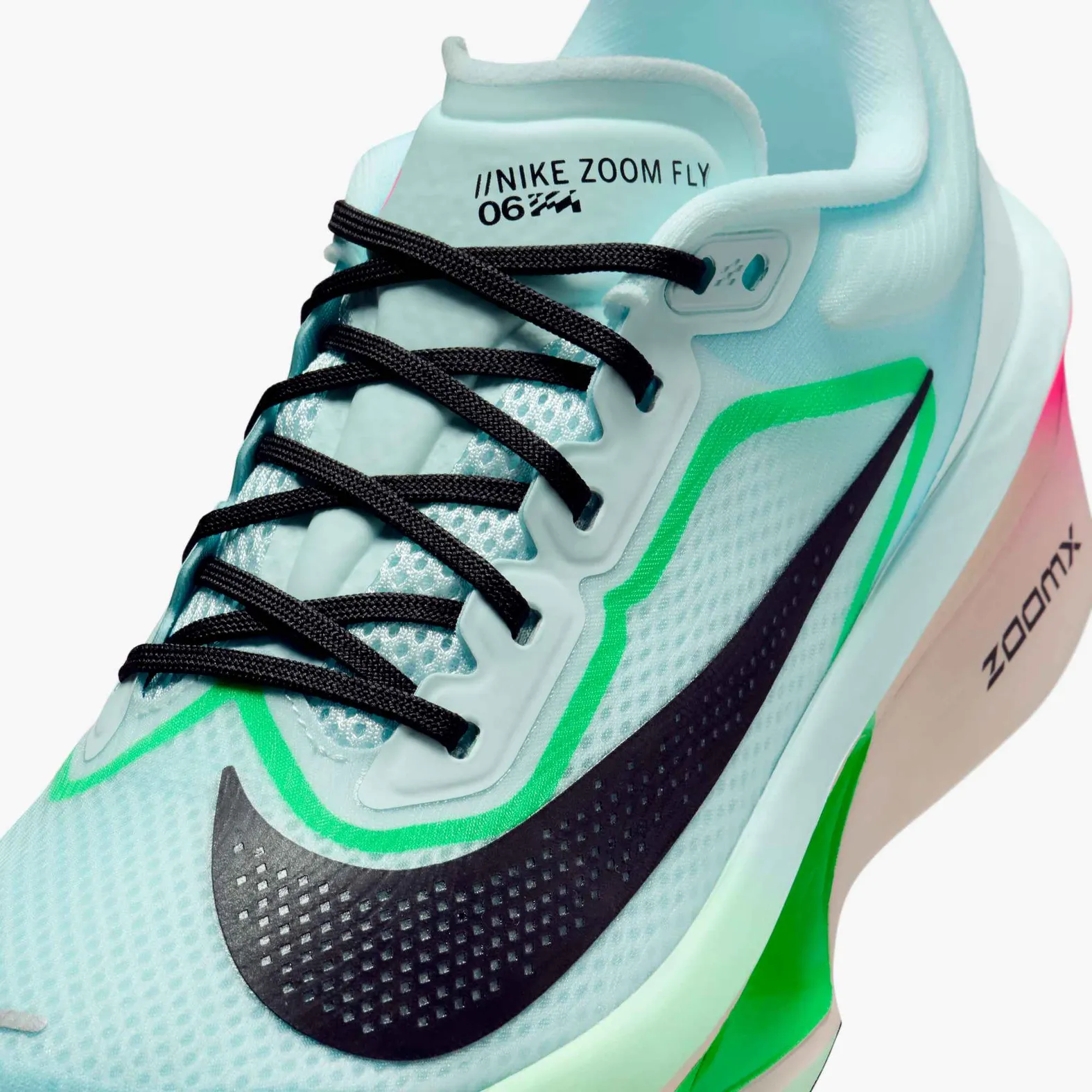 Nike Women's Zoom Fly 6 GLACIER ICE/BLACK-HYPER PINK-GREEN SHOCK