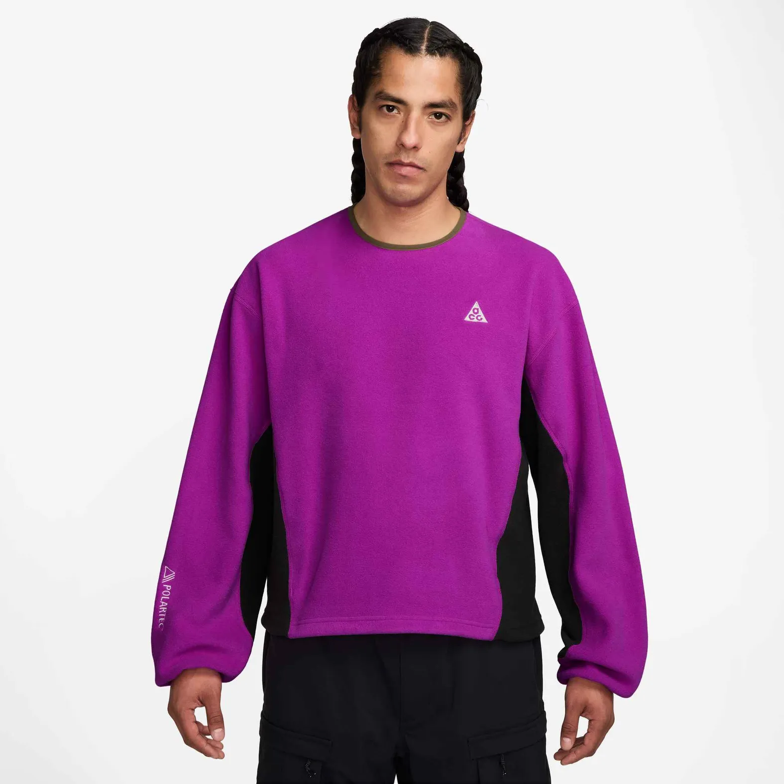 NIKE Men's ACG 'Wolf Tree' Fleece Crewneck Sweatshirt VIVID PURPLE