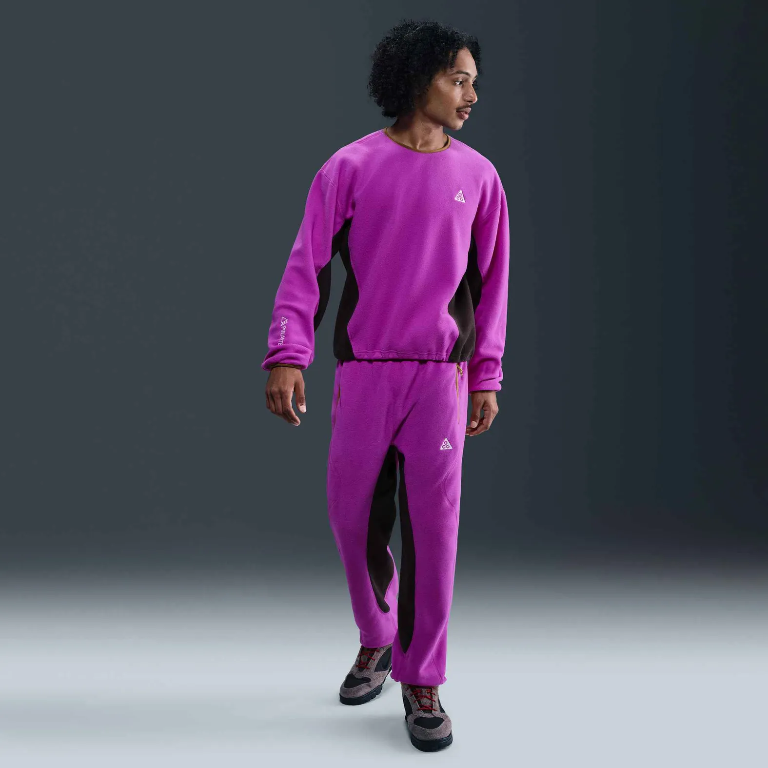 NIKE Men's ACG 'Wolf Tree' Fleece Crewneck Sweatshirt VIVID PURPLE