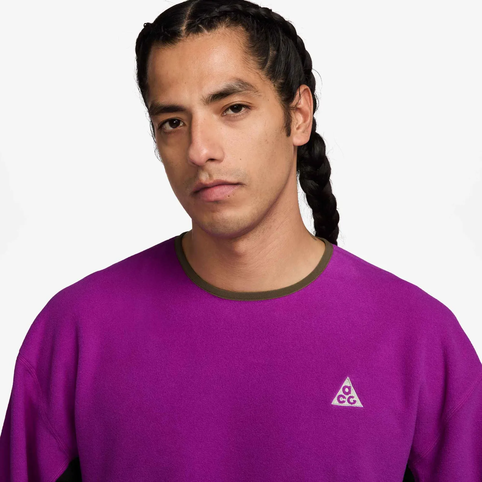 NIKE Men's ACG 'Wolf Tree' Fleece Crewneck Sweatshirt VIVID PURPLE