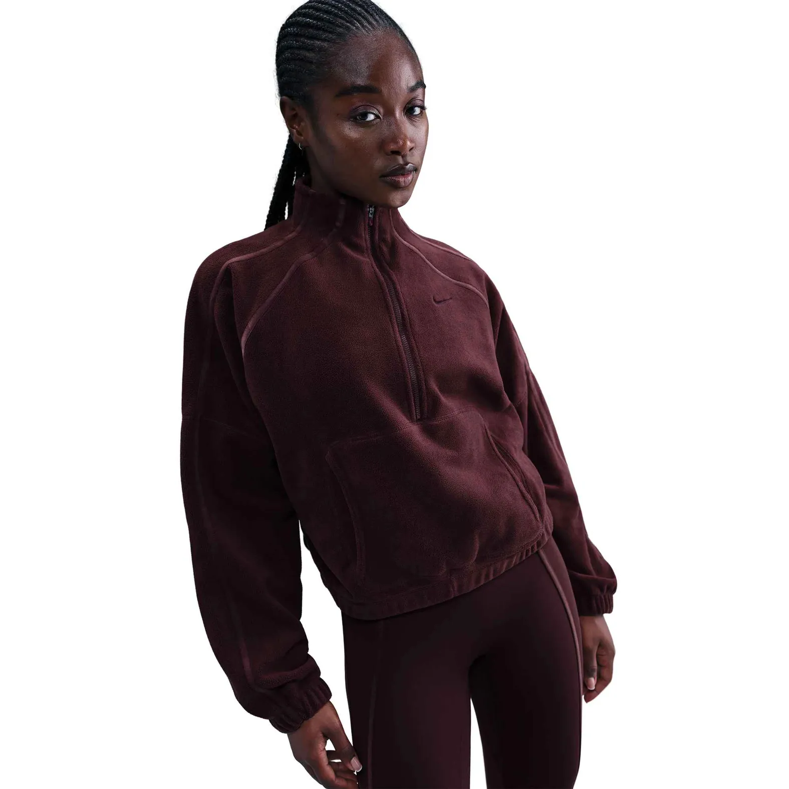 NIKE Women's Thermal 1/2-Zip BURGUNDY CRUSH/BURGUNDY ASH