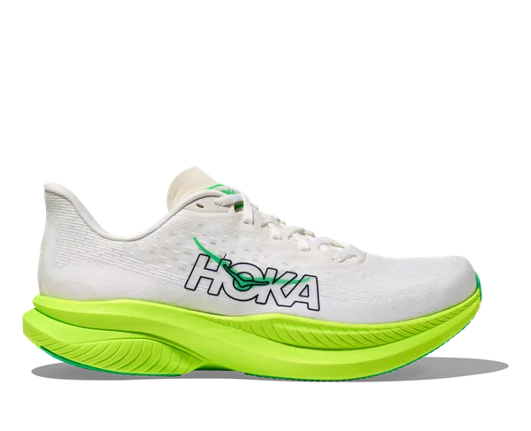 Hoka Men's MACH 6 White/Neon Lime