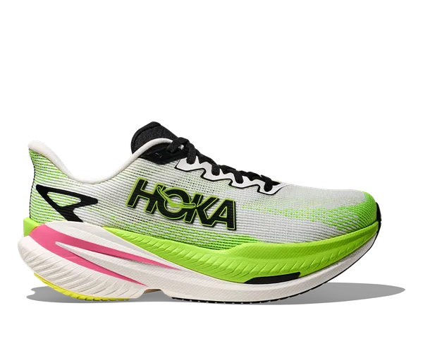 Hoka Women's MACH X 3 WHITE / NEON LIME