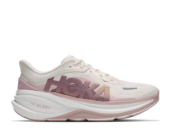 Hoka Women's CLIFTON PRO GLM WIDE ALABASTER / PINK OPAL